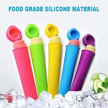Nialnant Popsicle Molds, Silicone Ice Pop Molds with Lids Reusable Easy Release Ice Cream Maker for Kids, BPA Free (Multi Colors - Set of 6)