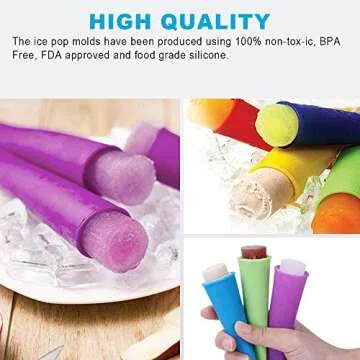 Nialnant Popsicle Molds, Silicone Ice Pop Molds with Lids Reusable Easy Release Ice Cream Maker for Kids, BPA Free (Multi Colors - Set of 6)