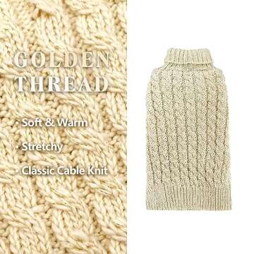 KYEESE Dog Sweaters for Small Dogs with Golden Thread Turtleneck Pet Sweater Cat Sweater for Winter