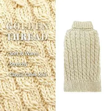 KYEESE Dog Sweaters for Small Dogs with Golden Thread Turtleneck Pet Sweater Cat Sweater for Winter