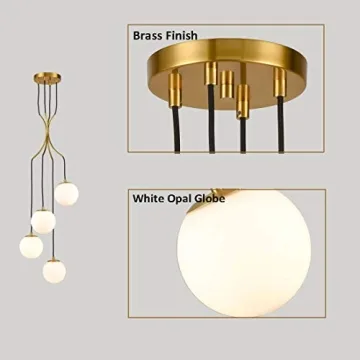 Mid Century Modern Pendant Lighting - 4-Light Brass Chandelier