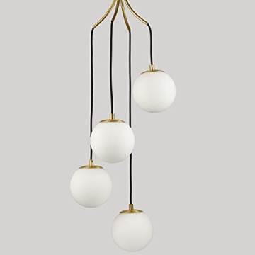 Mid Century Modern Pendant Lighting - 4-Light Brass Chandelier
