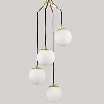Mid Century Modern Pendant Lighting - 4-Light Brass Chandelier