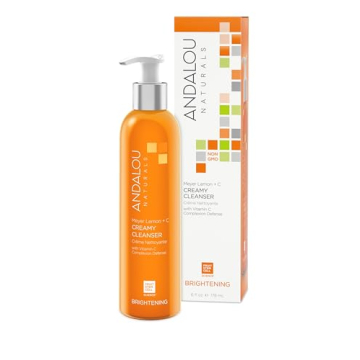 Andalou Naturals Brightening Meyer Lemon + C Creamy Cleanser, Face Wash for Uplifted Tone & Smoother...