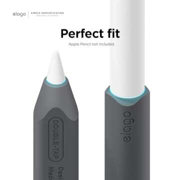 elago Pencil Grip 2 Pack Holder Sleeve Compatible with Apple Pencil (1st & 2nd Generation) and Apple Pencil (USB-C) [Dark Grey & Green]