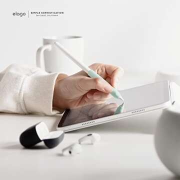 elago Pencil Grip 2 Pack Holder Sleeve Compatible with Apple Pencil (1st & 2nd Generation) and Apple Pencil (USB-C) [Dark Grey & Green]