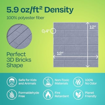 Ekkogo Acoustic Panels 18-Pack Soundproof Wall Panels 12"X12"X0.4" Brick Style Sound Panels Premium Sound Dampening Panels Easy Self Adhesive Installation - [Dusky Gray]