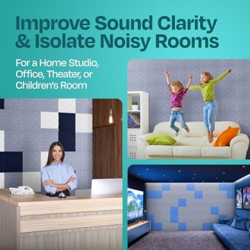Ekkogo Acoustic Panels 18-Pack Soundproof Wall Panels 12"X12"X0.4" Brick Style Sound Panels Premium Sound Dampening Panels Easy Self Adhesive Installation - [Dusky Gray]