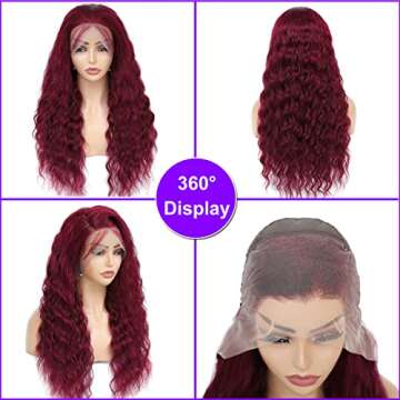 FASHION PLUS 99J Loose Wave Lace Front Wigs Human Hair Pre Plucked 200% Density 13x4 HD Transparent Burgundy Loose Deep Wave Full Frontal Human Hair Wigs for Black Women