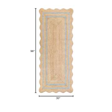 Weaving Village Wave Scalloped Natural Jute Rug - Handmade Elegance for Your Home