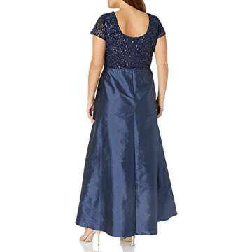 Adrianna Papell Women's Taffeta Gown with Beaded Bodice Plus Size, Navy, 16W