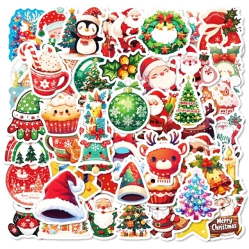 50PCS Christmas Stickers - Waterproof Festive Decor