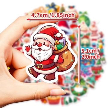 50PCS Christmas Stickers - Waterproof Festive Decor