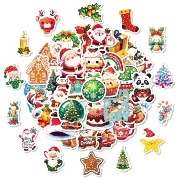50PCS Christmas Stickers - Waterproof Festive Decor
