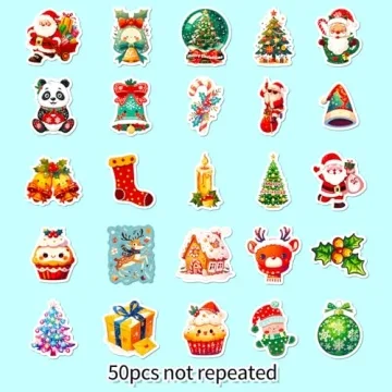 50PCS Christmas Stickers - Waterproof Festive Decor