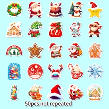 50PCS Christmas Stickers - Waterproof Festive Decor