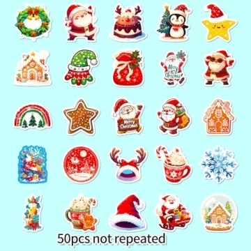 50PCS Christmas Stickers - Waterproof Festive Decor