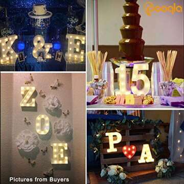 Pooqla Decorative Led Light Up Number Letters, White Plastic Marquee Number Lights Sign Party Wedding Decor Battery Operated Number (0)