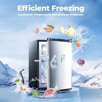 Electactic 3.0 Cu.ft Upright Freezer, Small Mini Freezer with Adjustable Thermostat, Removable Shelves, Reversible Single Door, for Bedroom/Home/Dorms/Apartment (Stainless Steel)