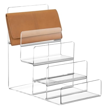 DOITOOL 4-Tier Handbag Purse Riser Display Shelf - Durable Acrylic Organizer for Home & Fashion