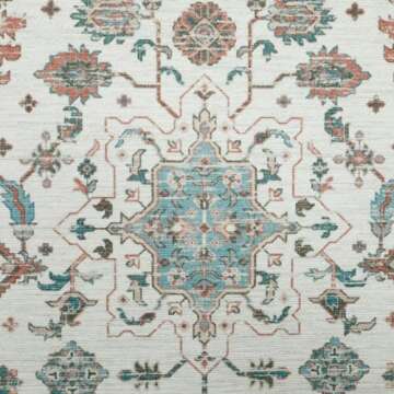 Laura Ashley Beige Aure Floral Machine Washable & Slip Resistant 2 Piece Set - 26" x 45" Accent Rug & 26" x60" Runner Rug