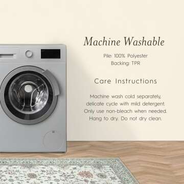 Laura Ashley Beige Aure Floral Machine Washable & Slip Resistant 2 Piece Set - 26" x 45" Accent Rug & 26" x60" Runner Rug