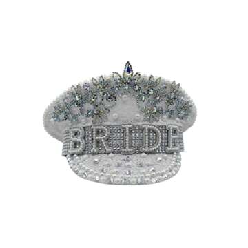 Nicky Bigs Novelties Womens Sequin Bride to Be Captain Hat Wedding Bachelorette, White, One Size
