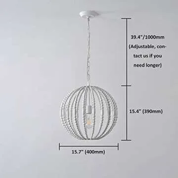 KunMai Modern Pure White Wooden Bead Pendant Light