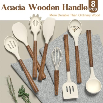Non-Stick Kitchen Utensils Set with Acacia Wood Handles