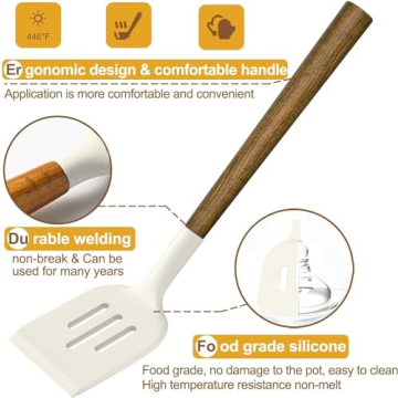Non-Stick Kitchen Utensils Set with Acacia Wood Handles