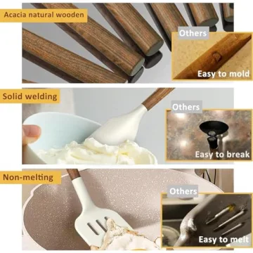 Non-Stick Kitchen Utensils Set with Acacia Wood Handles