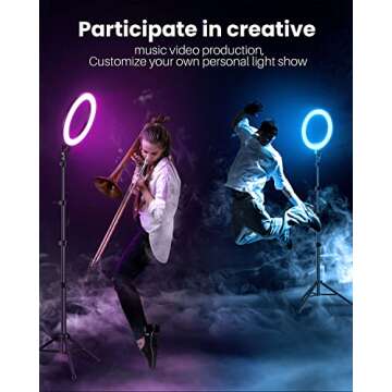 Weilisi 12'' Ring Light with Stand 72'' Tall & 2 Phone Holders,38 Color Modes Selfie LED Ring Light with Tripod Stand for iPhone/Android,Big Ring Light for Camera,YouTube,Makeup