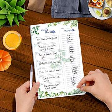 90 Pages Meal Planner with Grocery List & Magnet Base