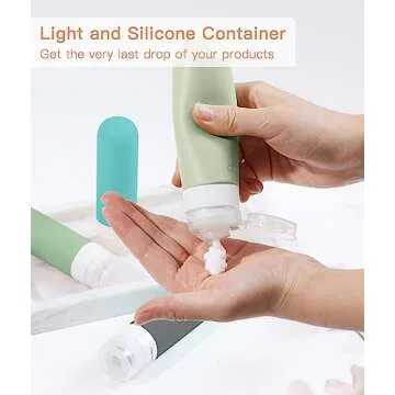 Quatish Travel Bottles 【Original Patented】, 3 oz Tsa Approved Leak Proof Travel Containers for Toiletries, Silicone Shampoo Bottles, 4 Pack Travel Size Toiletries with Toiletry Bag, Morandi