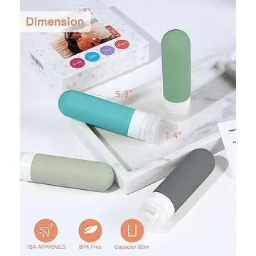 Quatish Travel Bottles 【Original Patented】, 3 oz Tsa Approved Leak Proof Travel Containers for Toiletries, Silicone Shampoo Bottles, 4 Pack Travel Size Toiletries with Toiletry Bag, Morandi