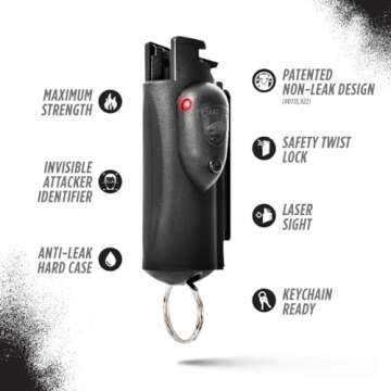 Guard Dog Security AccuFire Pepper Spray - Laser Sight, Maximum Strength, Keychain Design, 16 Feet R...
