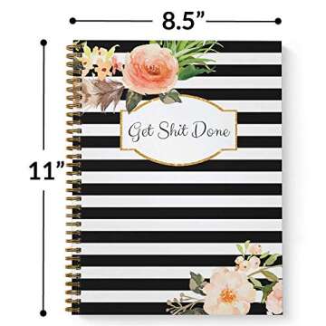 Floral Get Stuff Done 8.5" x 11" Spiral Notebook