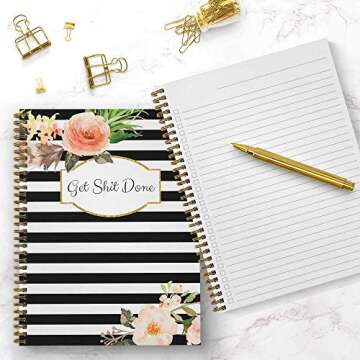 Floral Get Stuff Done 8.5" x 11" Spiral Notebook