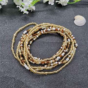 Waist Beads Body jewelry, Colorful Belly beads, Bead jewelry, Belly chains, Waist chain (2 Piece) (c...