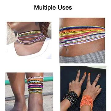 Waist Beads Body jewelry, Colorful Belly beads, Bead jewelry, Belly chains, Waist chain (2 Piece) (coffe)