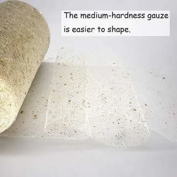 Glitter Tulle Fabric Rolls 6 Inch 50 Yards (150FT) Sequin Sparkling Ribbon Spool Netting for Wedding, Tutu Skirt, Gift Wrapping, Party Decoration (Ivory)