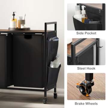 WOWLIVE Double Laundry Hamper with Lid and Wheels for Easy Laundry