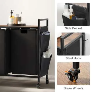 WOWLIVE Double Laundry Hamper with Lid and Wheels for Easy Laundry