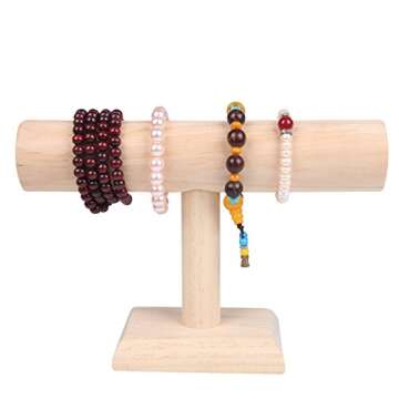 ChezMax Necklace Jewelry Display Jewelry Stand Hovering T-Bar Bracelet Holder for Home Organization, Wood