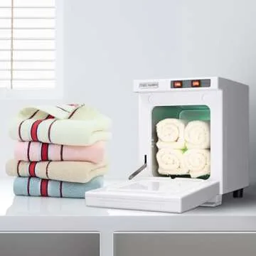 BYOOTIQUE Hot Towel Warmer Cabinet, 5L Mini Small Towel Warmer, 2in1 Professional Fast Heating Portable Towel Warmer for Facial Spa, Massage, Hair Salon, Barber Shop, Estheticians, Beauty Salon, White