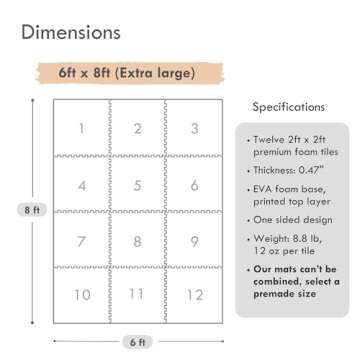 Lillefolk Baby Foam Play Mat - Baby Playmat | Tiles for Kids Interlocking Mat - Foam Baby Mat for Babies & Toddlers - Non Toxic Play Mat for Baby Tummy Time Mat 8x6ft Boho