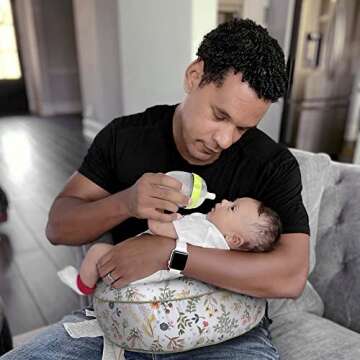 Boppy Anywhere Travel Nursing Pillow, Sage and Spice Floral, Plus Sized to Petite with Stretch Belt, Portable Nursing Pillow, Breastfeeding and Bottle-Feeding Support, Machine Washable