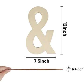 Wooden Letters 12 Inch, Wooden Letter 1/5 Inch Thickness Unfinished Large Wooden Letters for Crafts,...