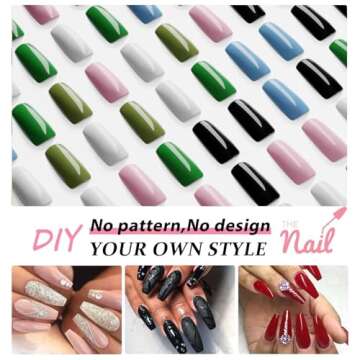 Hot Pink Press On Nails Medium Long Square, Xcreando Medium Coffin Nails Acrylic Nails Press ons Glue on Nails Medium Length, Solid Color Fake Nails for Women, Natural Thick Artificial Nails Stick on