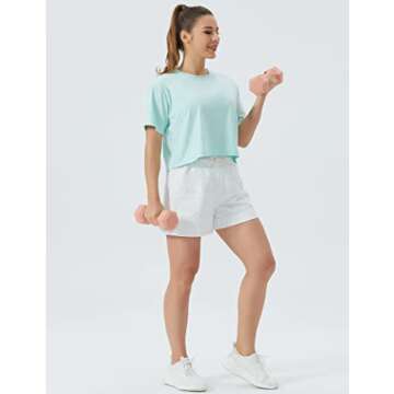 THE GYM PEOPLE Women's Drawstring Sweat Shorts High Waisted Summer Workout Lounge Shorts with Pockets Heather White